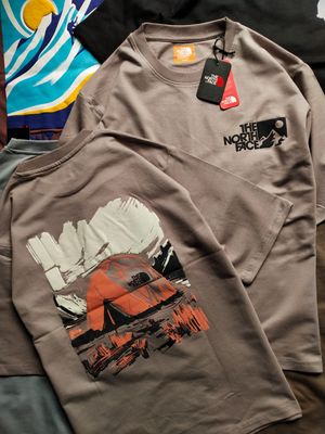 The North Face Premium Quality Cotton Oversized Dropshoulder Round Neck Half Sleeve Men's T-shirt - 35 Pc