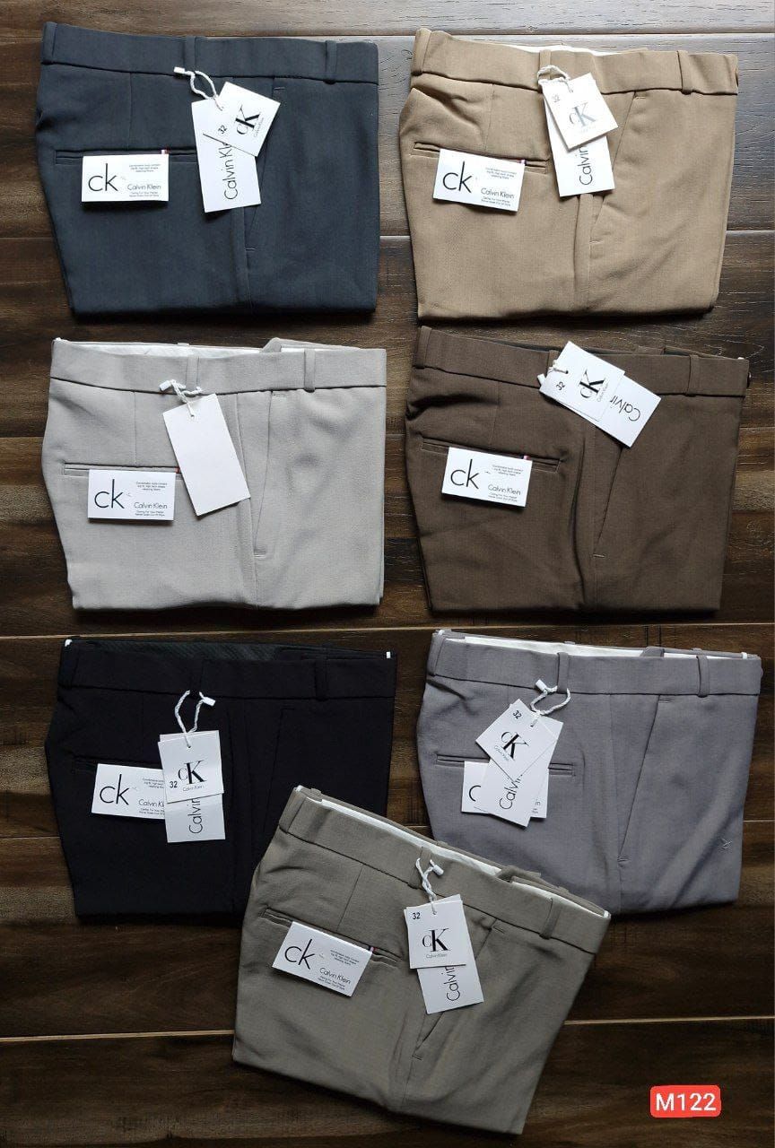 Calvin Klein Premium Quality Cotton Lycra Ankle Fit Length Men's Formal Pant - 40 Pc