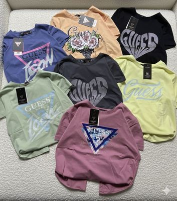 ​Guess Premium Quality Cotton Lycra Crew Neck Half Sleeve Women's T-shirt - 56 Pc