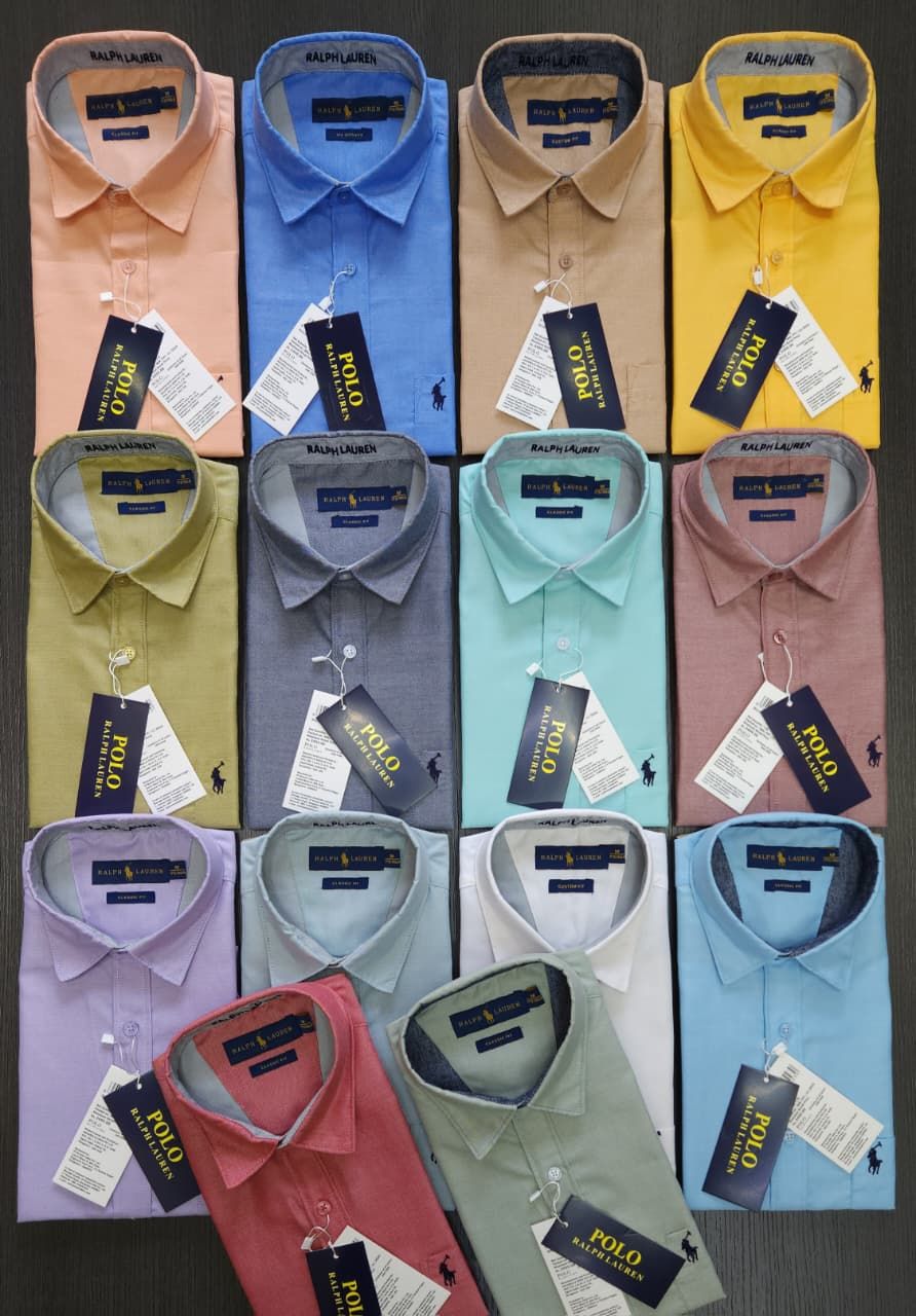 Ralph Lauren Premium Quality Cotton Oxford Collar Neck Full Sleeve Men's Shirt - 60 Pc