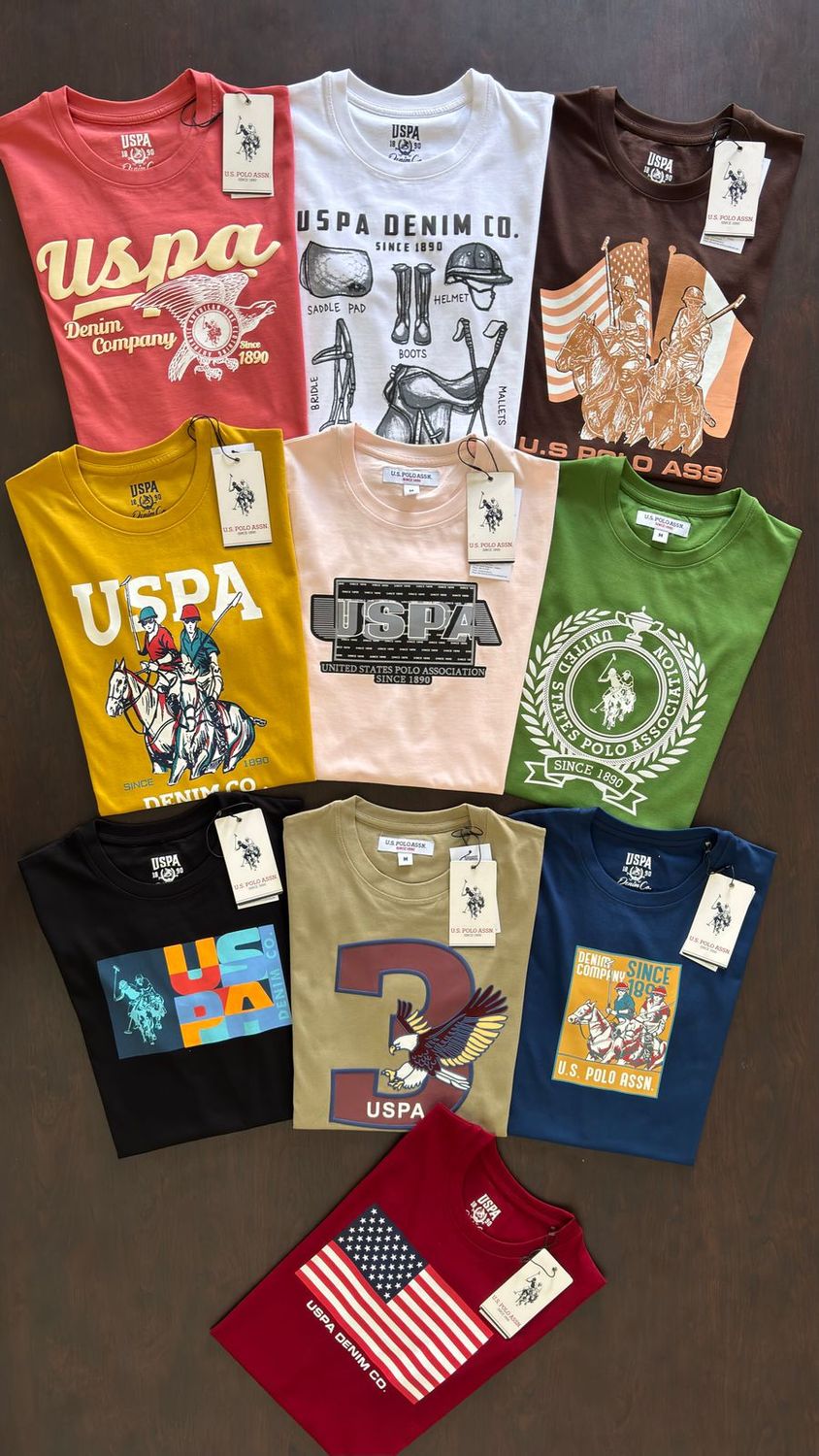 Us Polo Premium Quality Cotton Round Neck Half Sleeve Men's T-shirt - 52 Pc