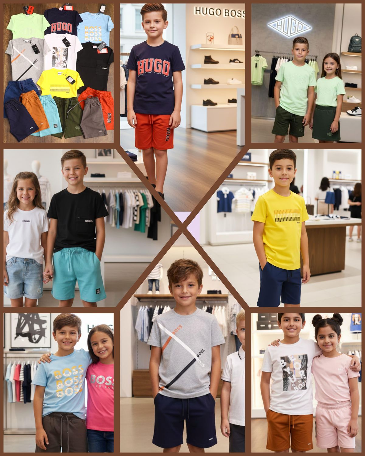 Hugo Boss Premium Quality Combed Cotton Round Neck T-Shirt &amp; Shorts Set Kids Co-ord Set - 46 Set