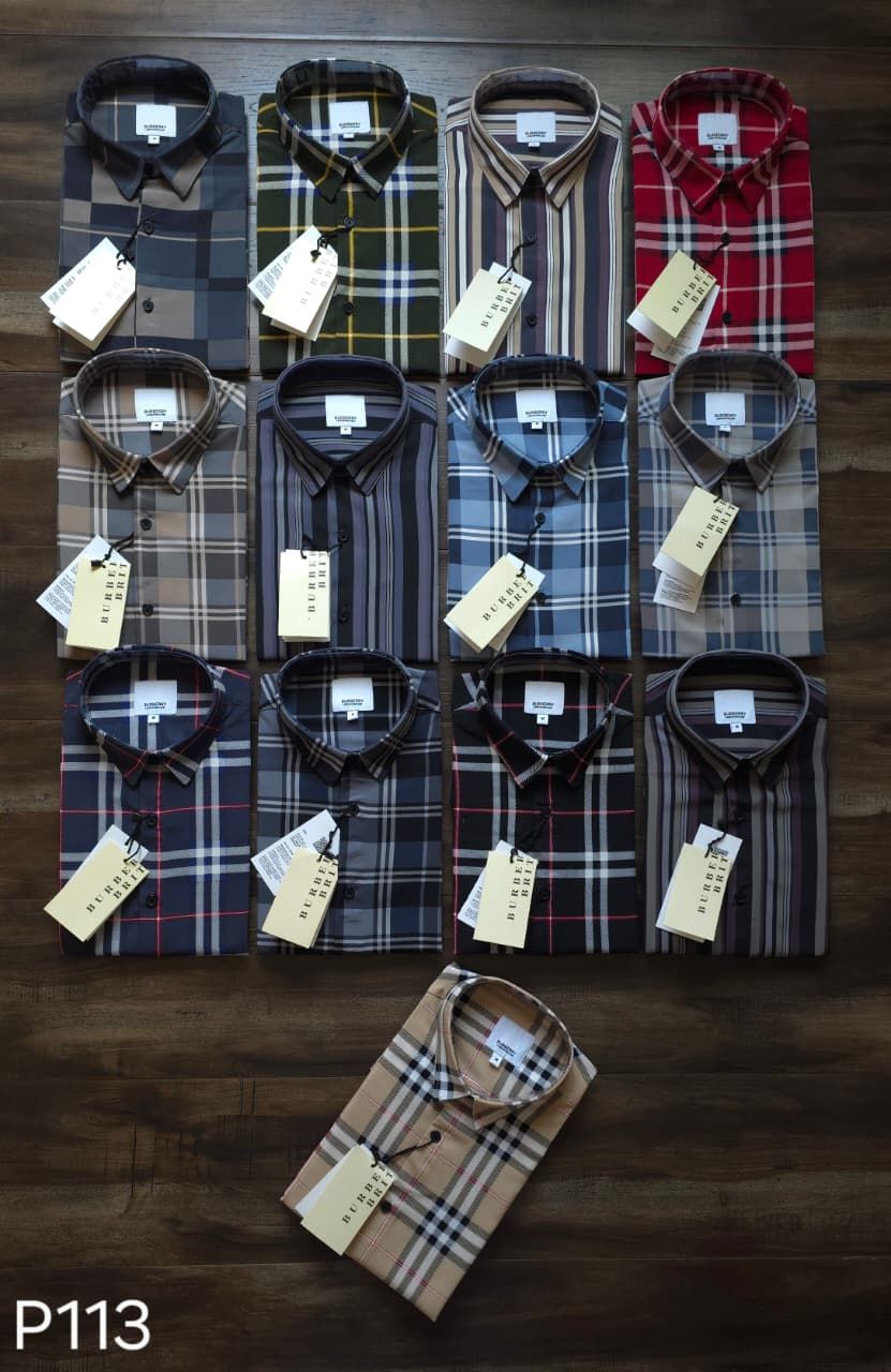 Burberry Premium Quality Collar Neck Full Sleeve Men's Shirt - 51 Pc