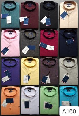 Tommy Premium Quality Linen Cotton Stand Collar Neck Full Sleeve Men's Shirt - 62 Pc