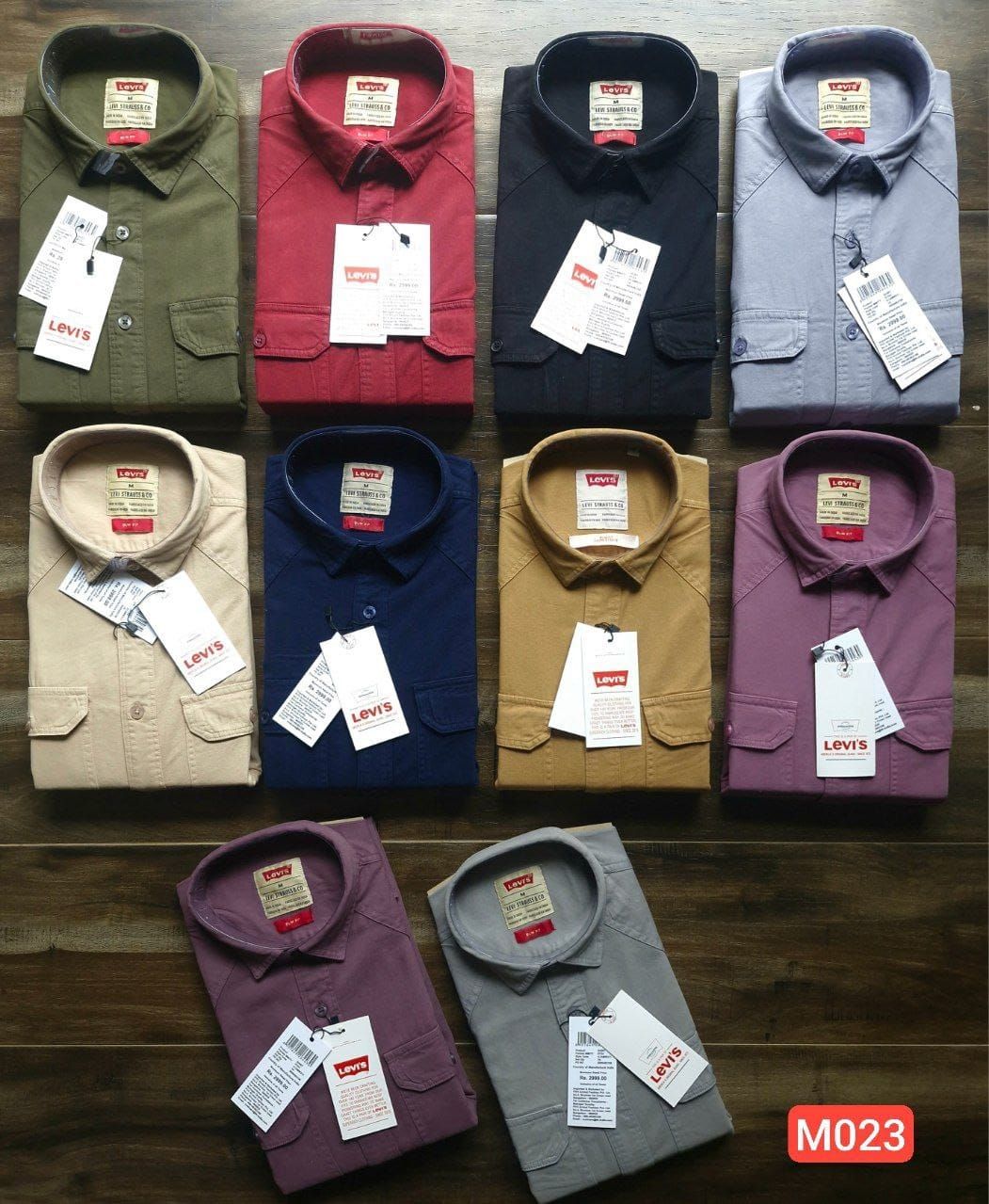 Levis Premium Quality Cotton Double Pocket  Collar Neck Full Sleeve Men's Shirt - 43 Pc