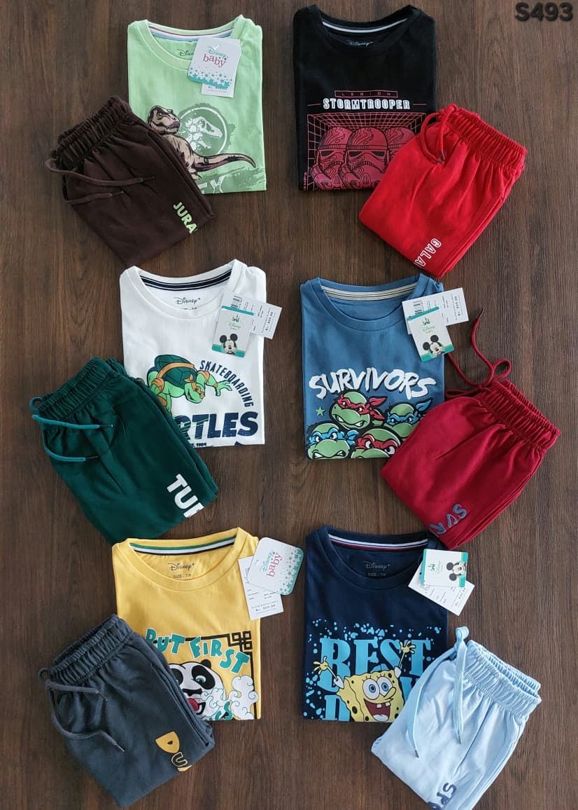 Disney Premium Quality Cotton Round Neck T-Shirt &amp; Shorts Set Kids Co-ord Set - 35 Pc