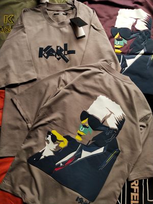 Karl Lagerfeld Premium Quality Pure Cotton Oversized Dropshoulder Round Neck Half Sleeve Men's T-Shirt - 35 Pc