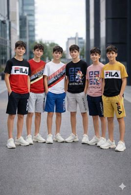 Kids Mix Branded Premium Quality Cotton Round Neck T-shirt &amp; Short Set - 40 Set