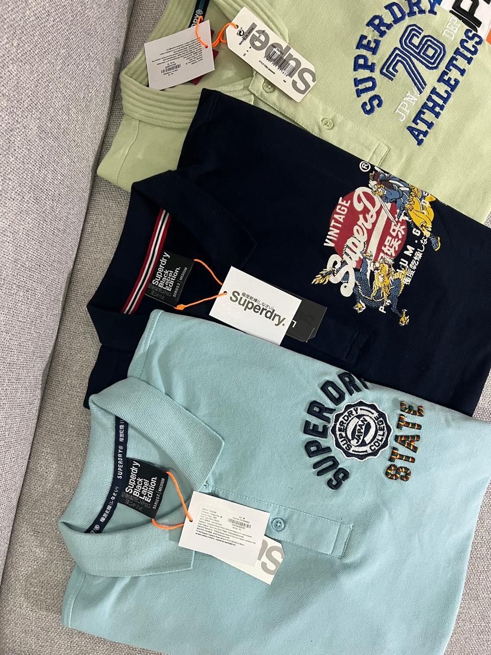 ​Superdry Premium Quality Cotton Collar Neck Half Sleeve Men’s Polo T-Shirts - 60 Pc