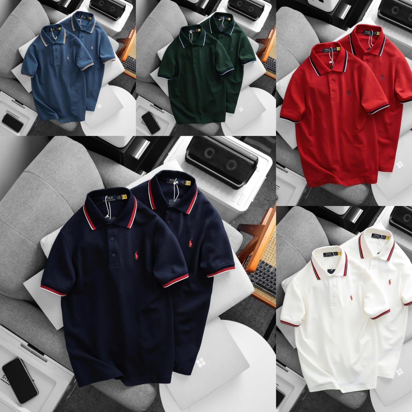 Ralph Lauren Premium Quality Cotton Collar Neck Half Sleeve Men's T-shirt - 31 Pc