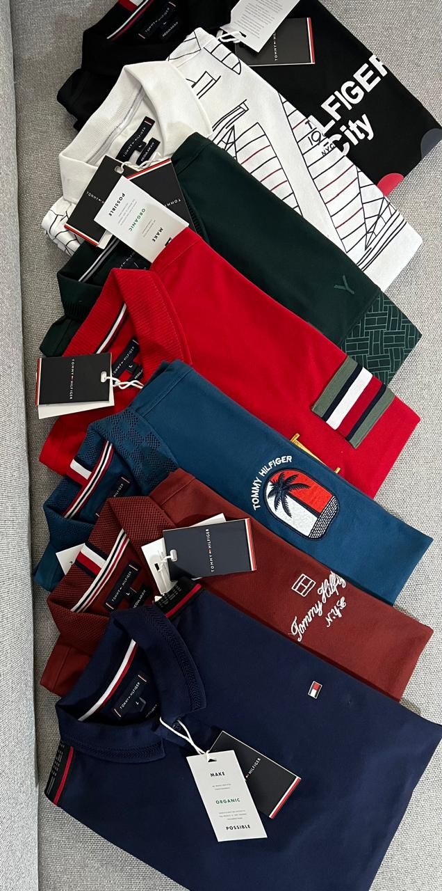​Tommy Hilfiger Premium Quality Lycra Collar Neck Half Sleeve Men's Polo T-shirt - 52 Pc