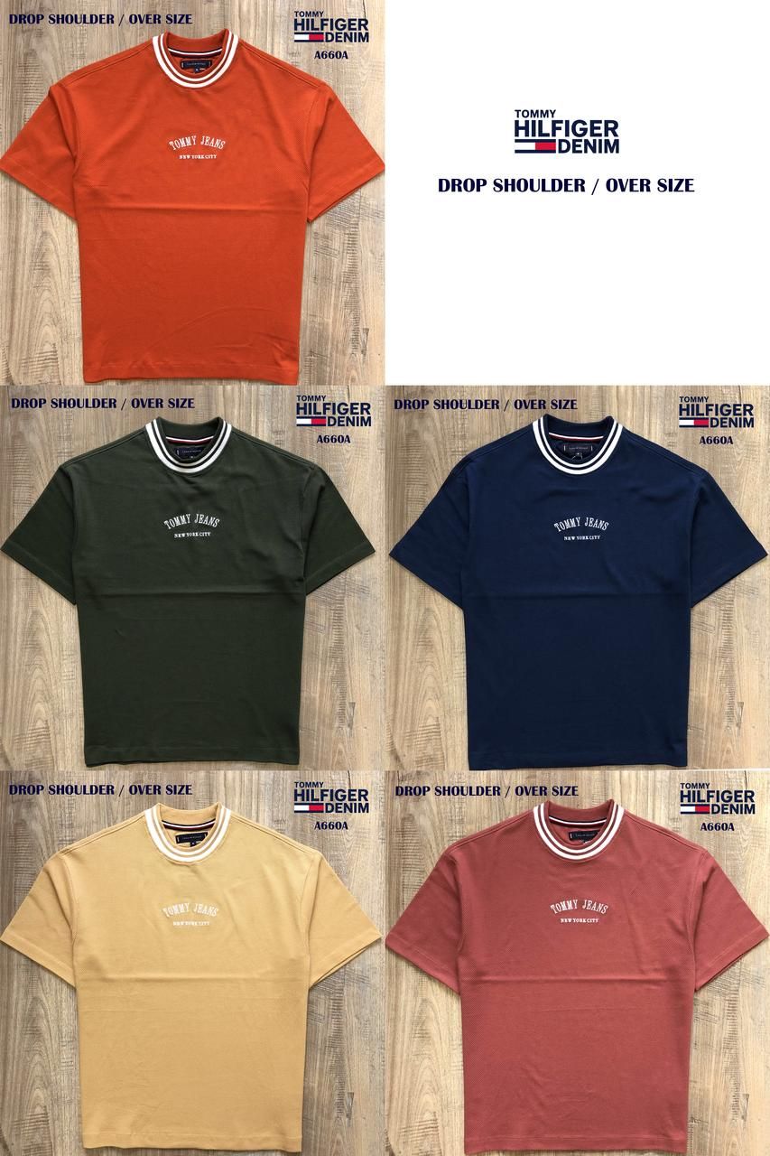 Tommy Hilfiger Premium Quality Cotton Oversized Drop-shoulder Round Neck Half Sleeve Men's T-shirt - 66 Pc