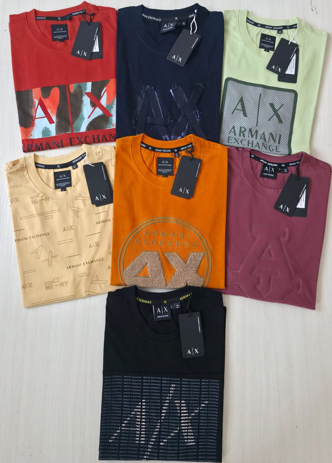 Armani exchange Premium Quality Cotton Round Neck Half Sleeve Men's T-shirt - 52 Pc