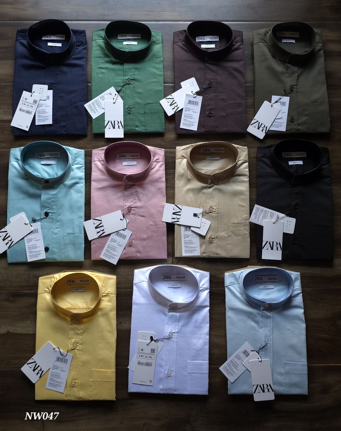 Zara Premium Quality Satin Stand Collar Full Sleeve Men's Shirt - 39 Pc