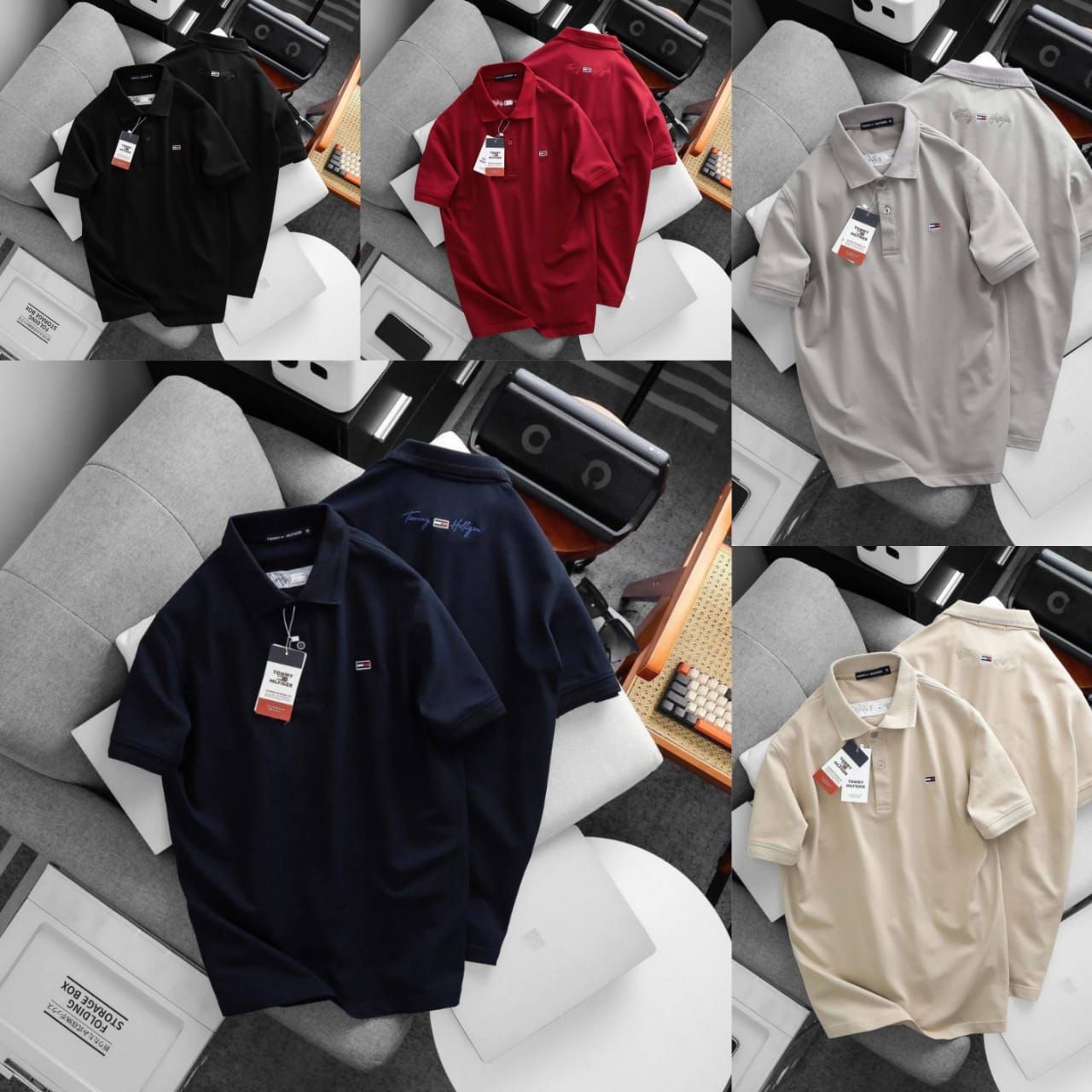 Tommy Hilfiger Premium Quality Cotton Collar Neck Half Sleeve Men's T-shirt - 66 Pc