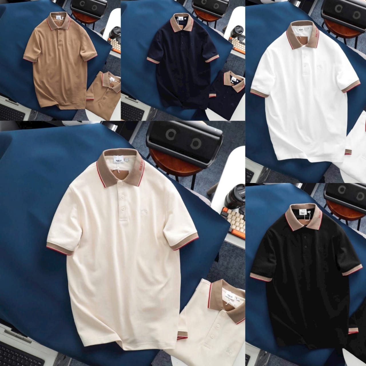 Burberry Premium Quality Cotton Collar Neck Half Sleeve Men's T-shirt - 32 Pc