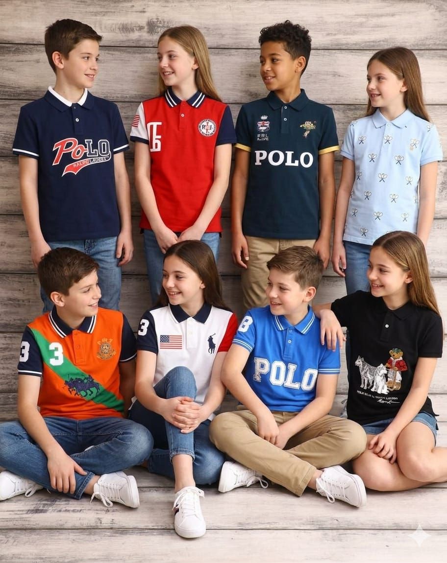 Ralph Lauren Premium Quality Collar Neck Half Sleeve Kid's T-Shirt - 53 Pc