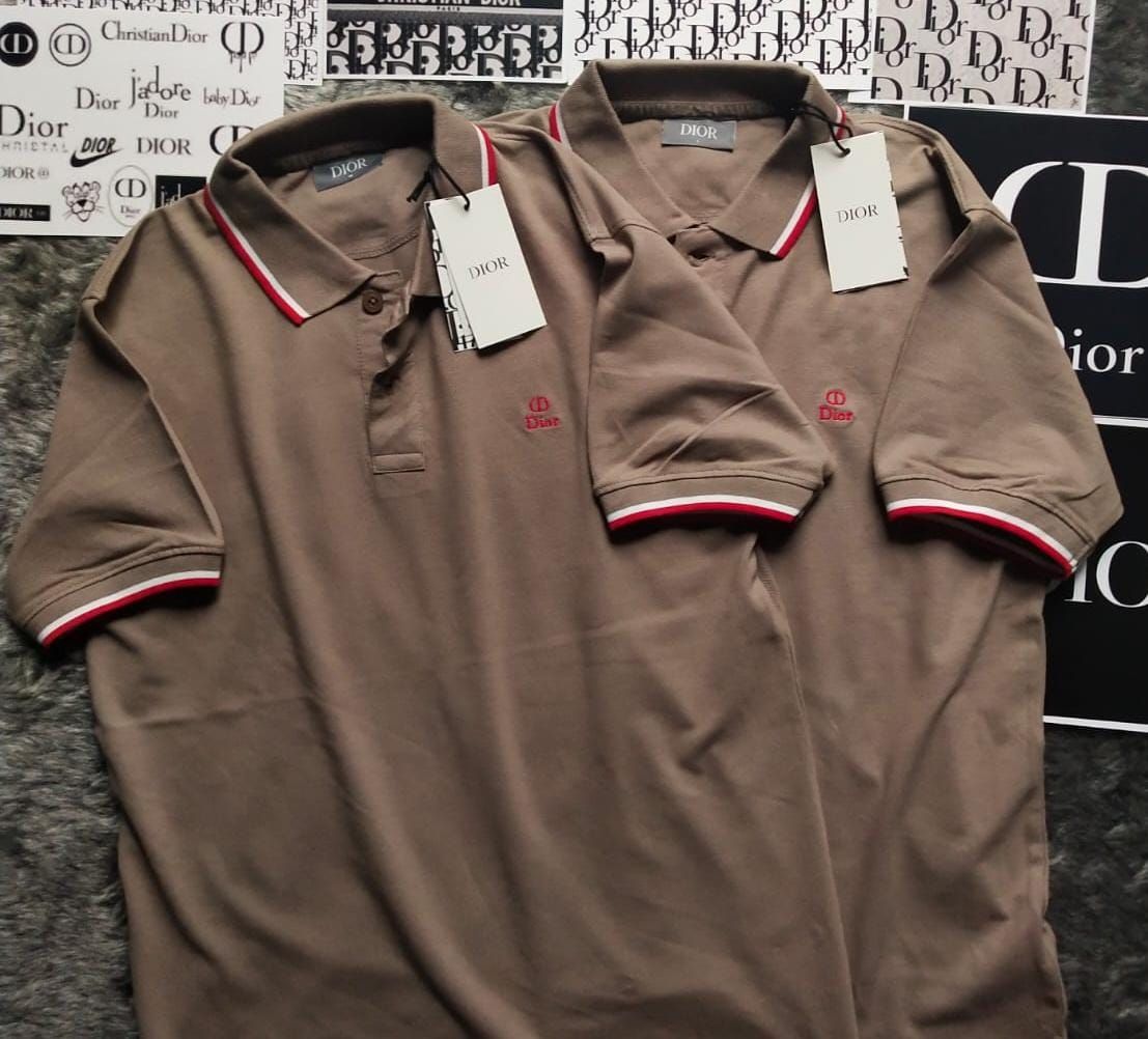 Dior Premium Quality Pure Cotton Collar Neck Half Sleeve Men's T-shirt - 54 Pc