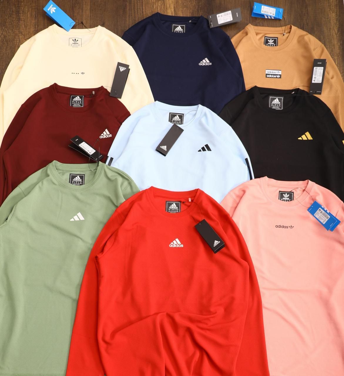 Adidas Premium Quality 4 way Lycra Crew Neck Full Sleeve Men's T-shirt - 38 Pc