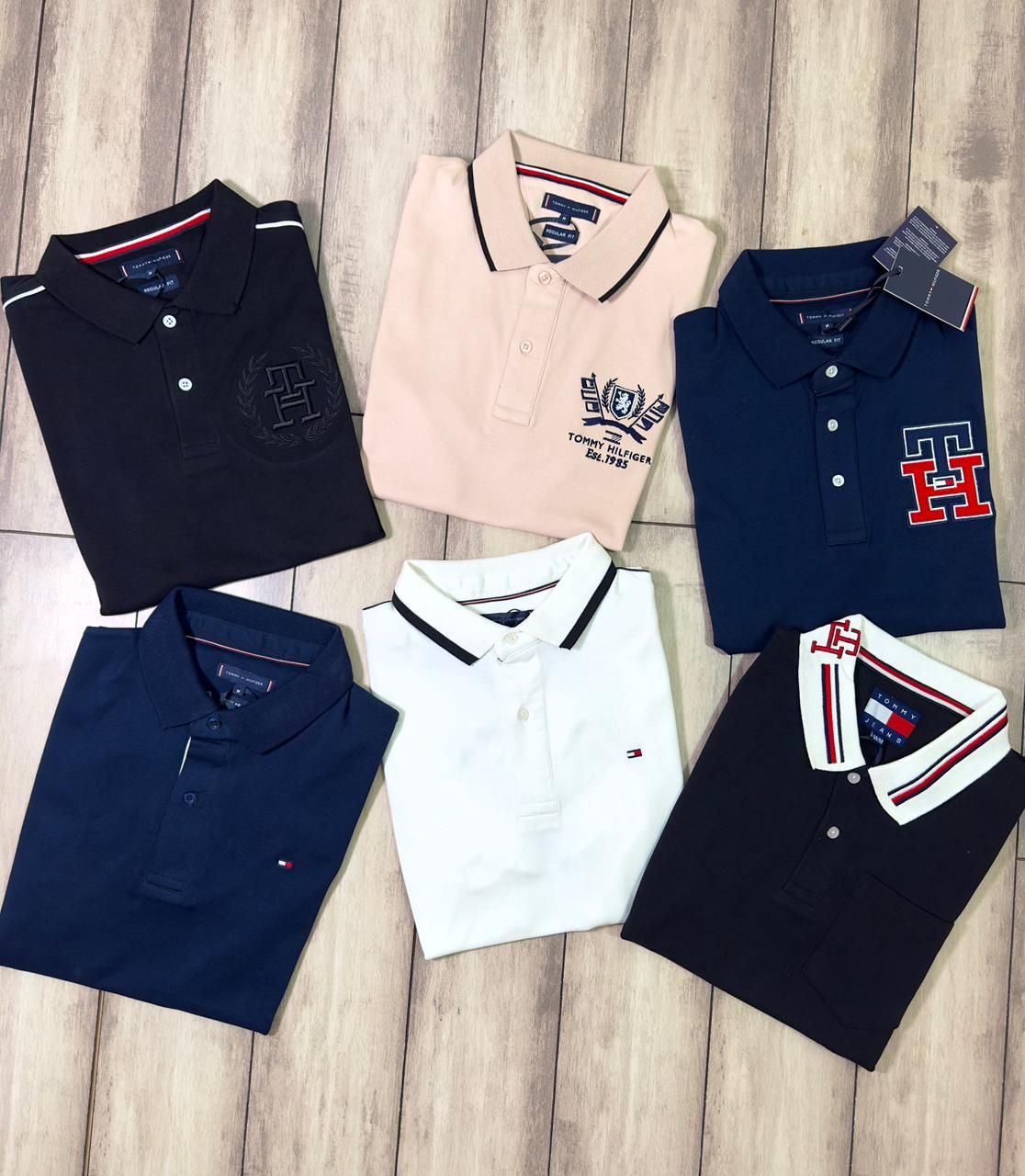 Tommy Premium Quality Collar Neck Half Sleeve Men's T-shirt - 48 Pc