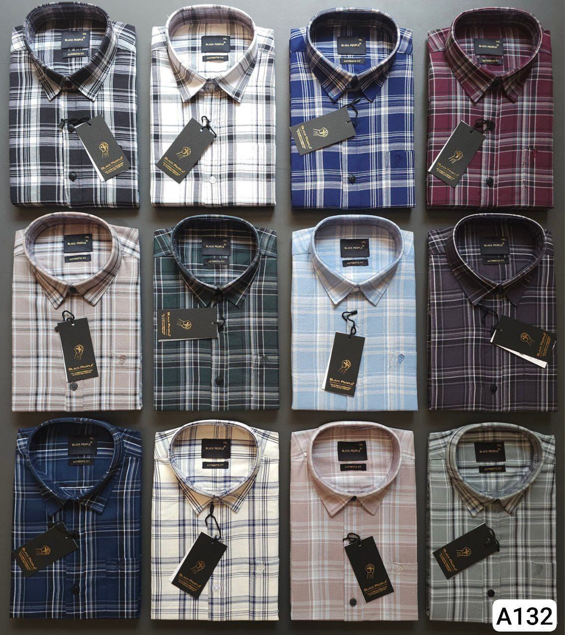 Black People (Big Size) Premium Quality Cotton Oxford Checks Full Sleeve Men's Shirt - 52 Pc