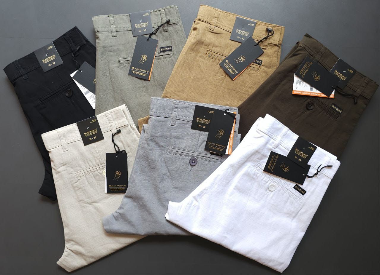 Black People Premium Quality Cotton Linen Slim Fit Length 41 Inch Men's Pant - 52 Pc