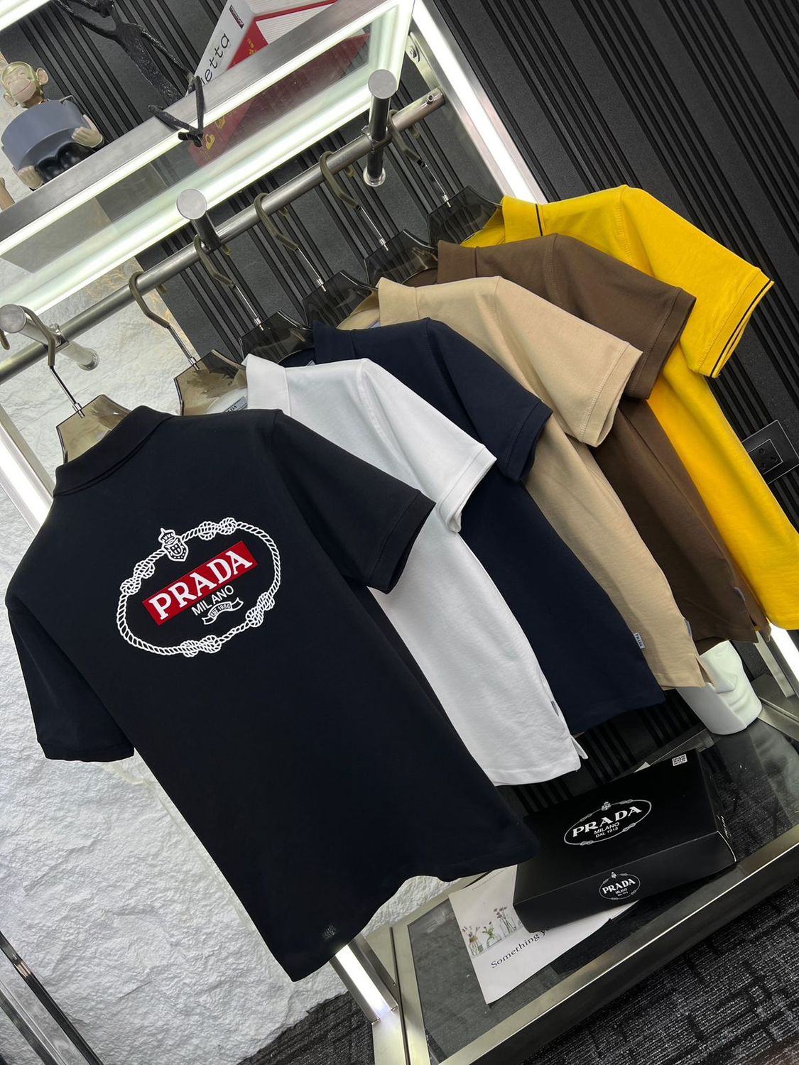 Prada Premium Quality Cotton Collar Neck Half Sleeve Men's T-shirt - 48 Pc