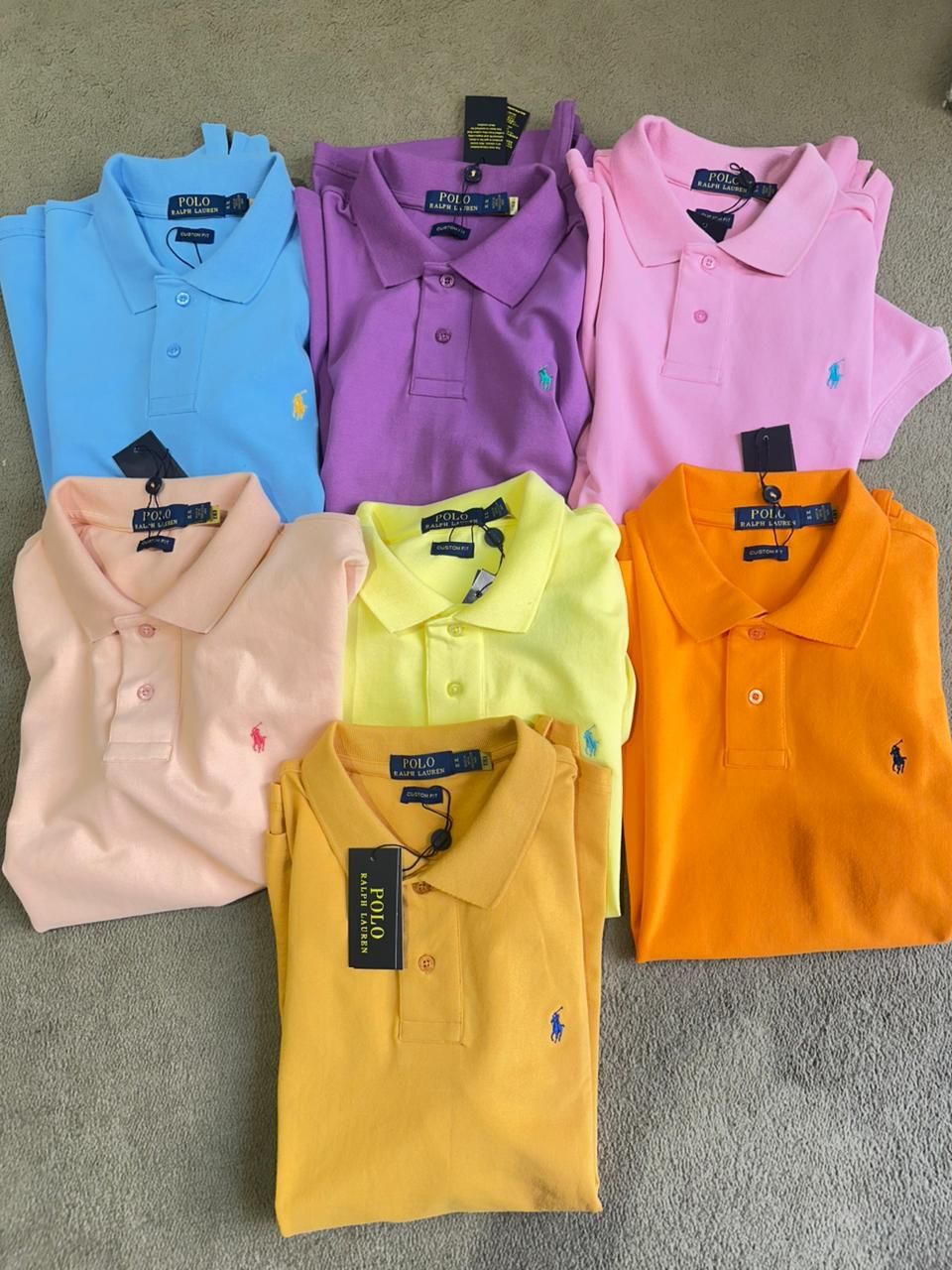 Ralph Lauren (Big Size) Premium Quality Cotton Lycra Collar Neck Half Sleeve Men's Polo T-Shirt - 55 Pc