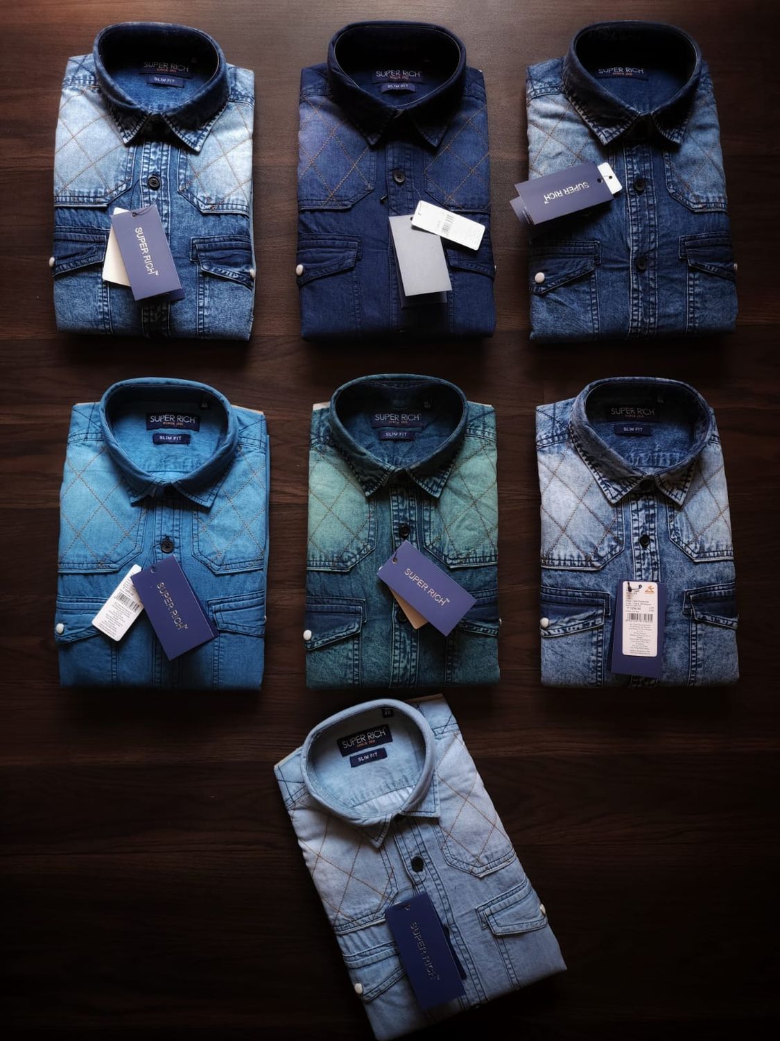 Super Rich Premium Quality Cotton Collar Neck Full Sleeve Men's Denim Shirt - 31 Pc