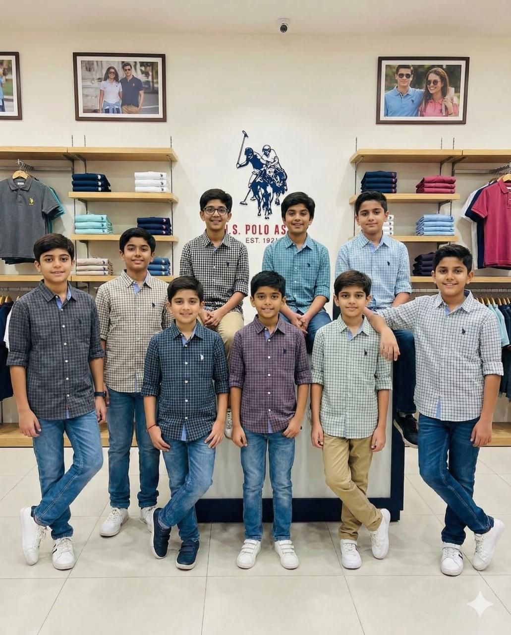 Us Polo Premium Quality Cotton Collar Neck Full Sleeve Kids Casual Shirt - 80 Pc