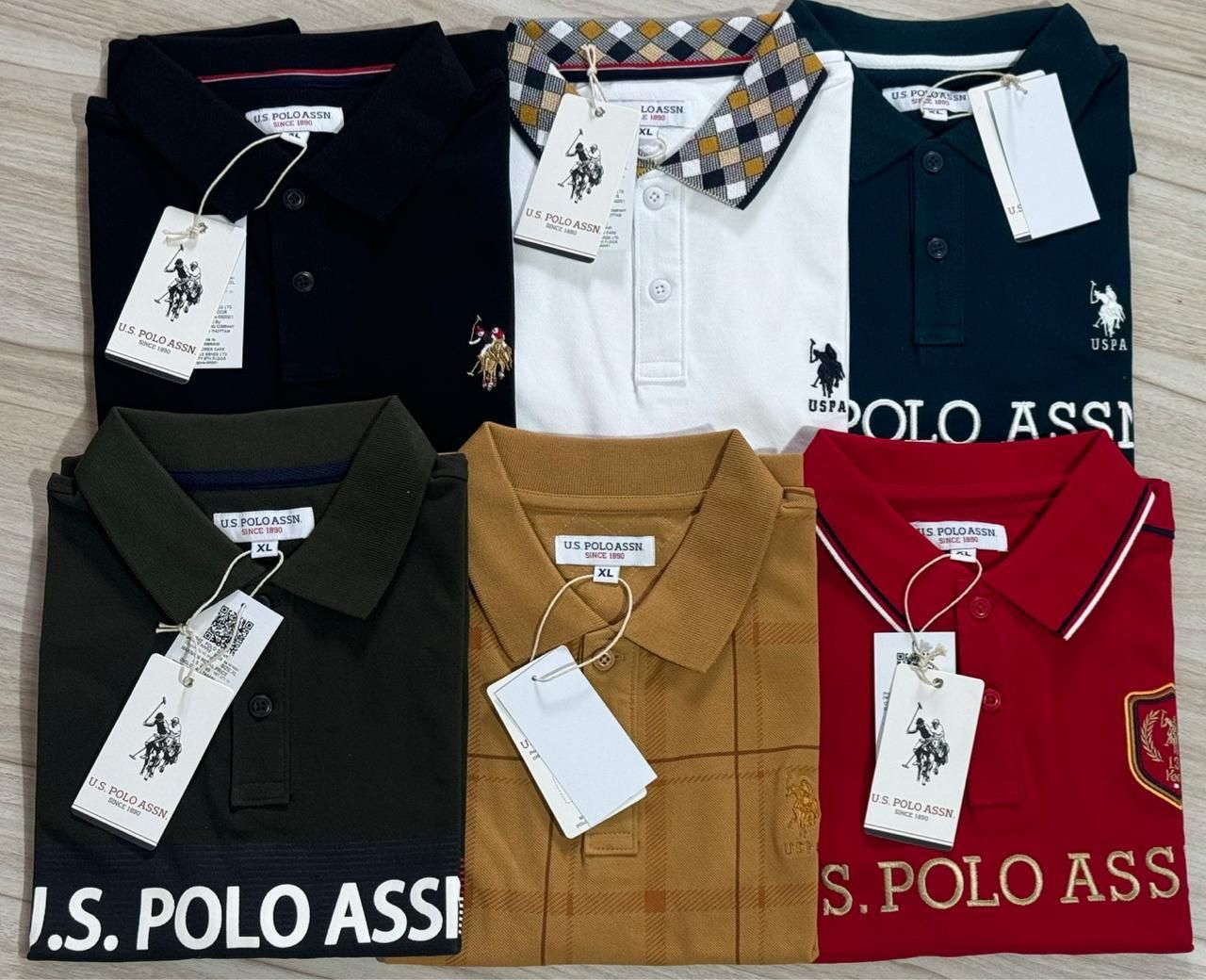 Us Polo Assn. ( Big Size ) Premium Quality Collar Neck Half Sleeve Men's T-Shirt - 45 Pc