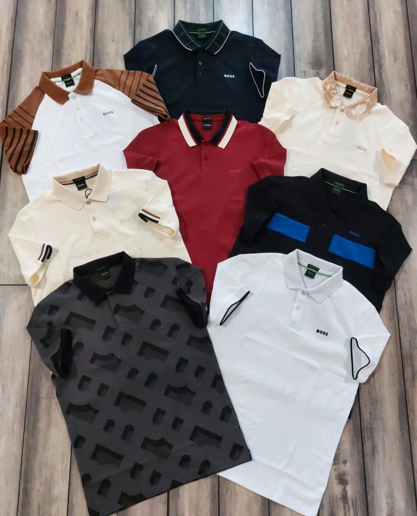 Boss Premium Quality Collar Neck Half Sleeve Men's T-Shirt - 68 Pc