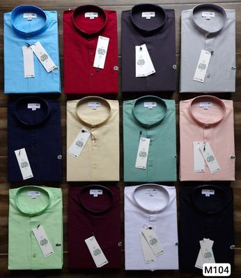Men's Branded Premium Quality Cotton Linen Stand Collar Full Sleeve Men's Shirt - 52 Pc