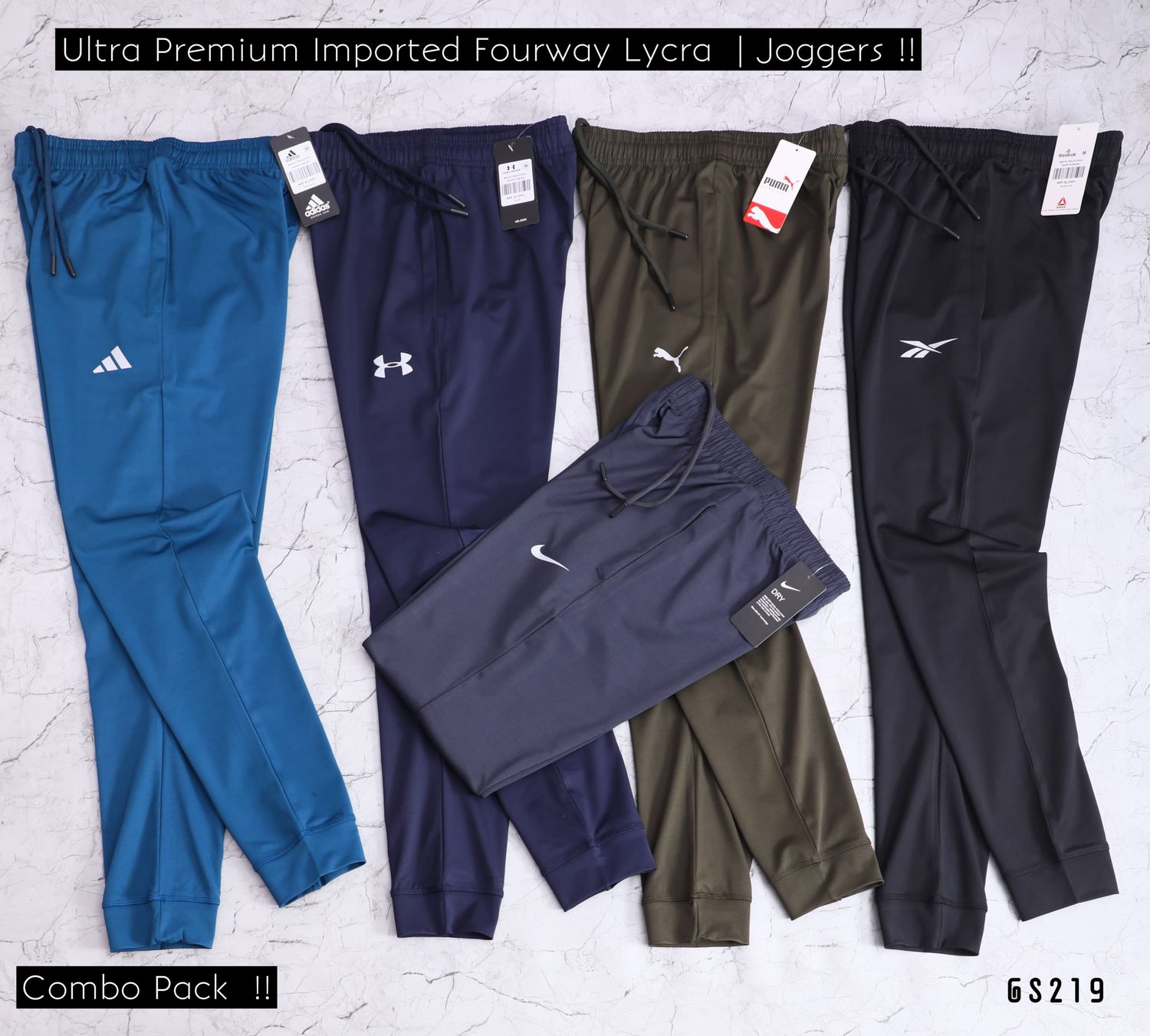 Multy Branded Premium Quality Fourway Lycra Sport's Wear Men's Track Pant - 43 Pc