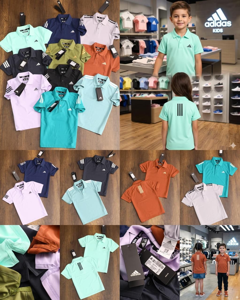 Adidas Premium Quality Collar Neck Half Sleeve Kids T-shirt - 64 Pc