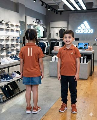 Adidas ( Unisex ) Premium Quality Collar Neck Half Sleeve Kids T-shirt - 64 Pc