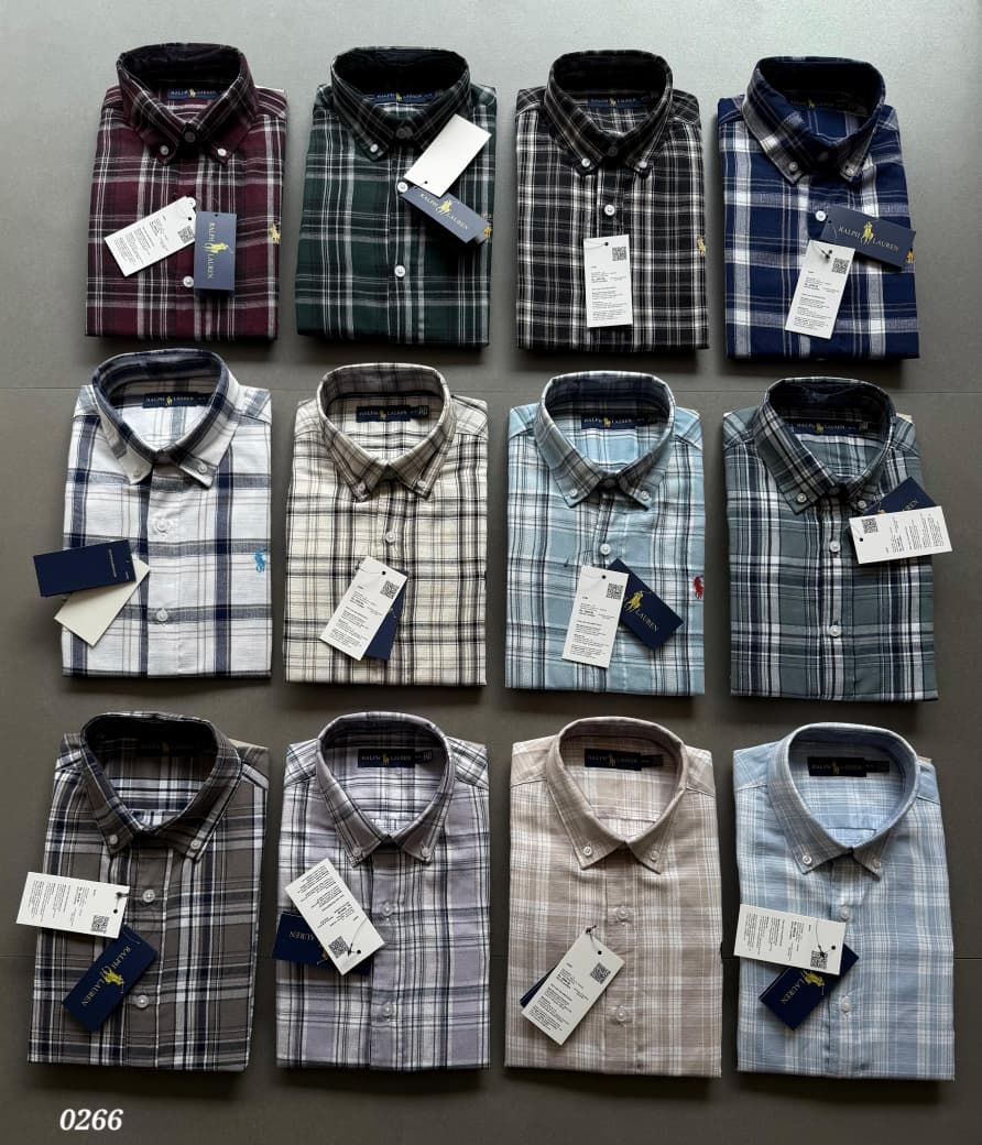 Ralph Lauren Premium Quality Cotton Checks Collar Neck Full Sleeve Men's Shirt - 49 Pc