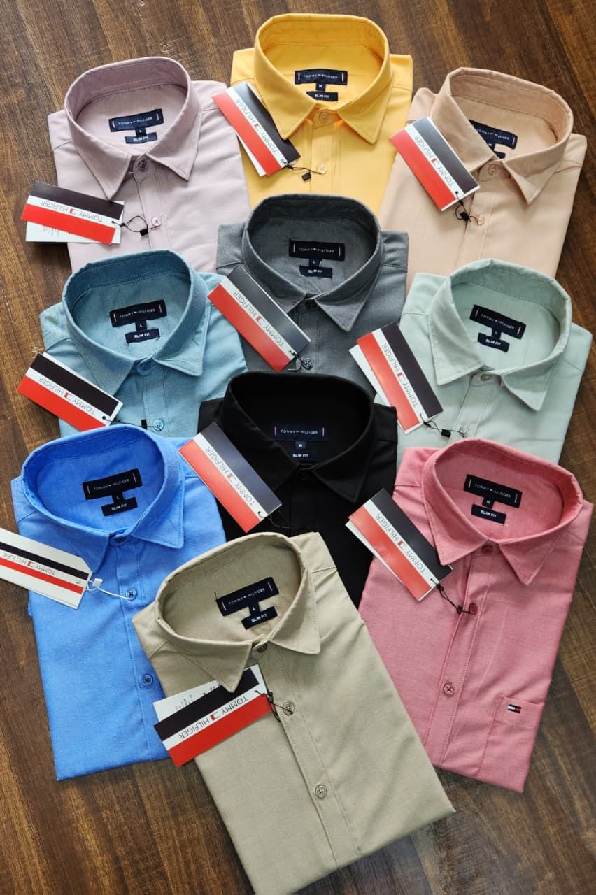 Tommy Premium Quality Cotton Oxford Collar Neck Full Sleeve Men's Shirt - 44 Pc