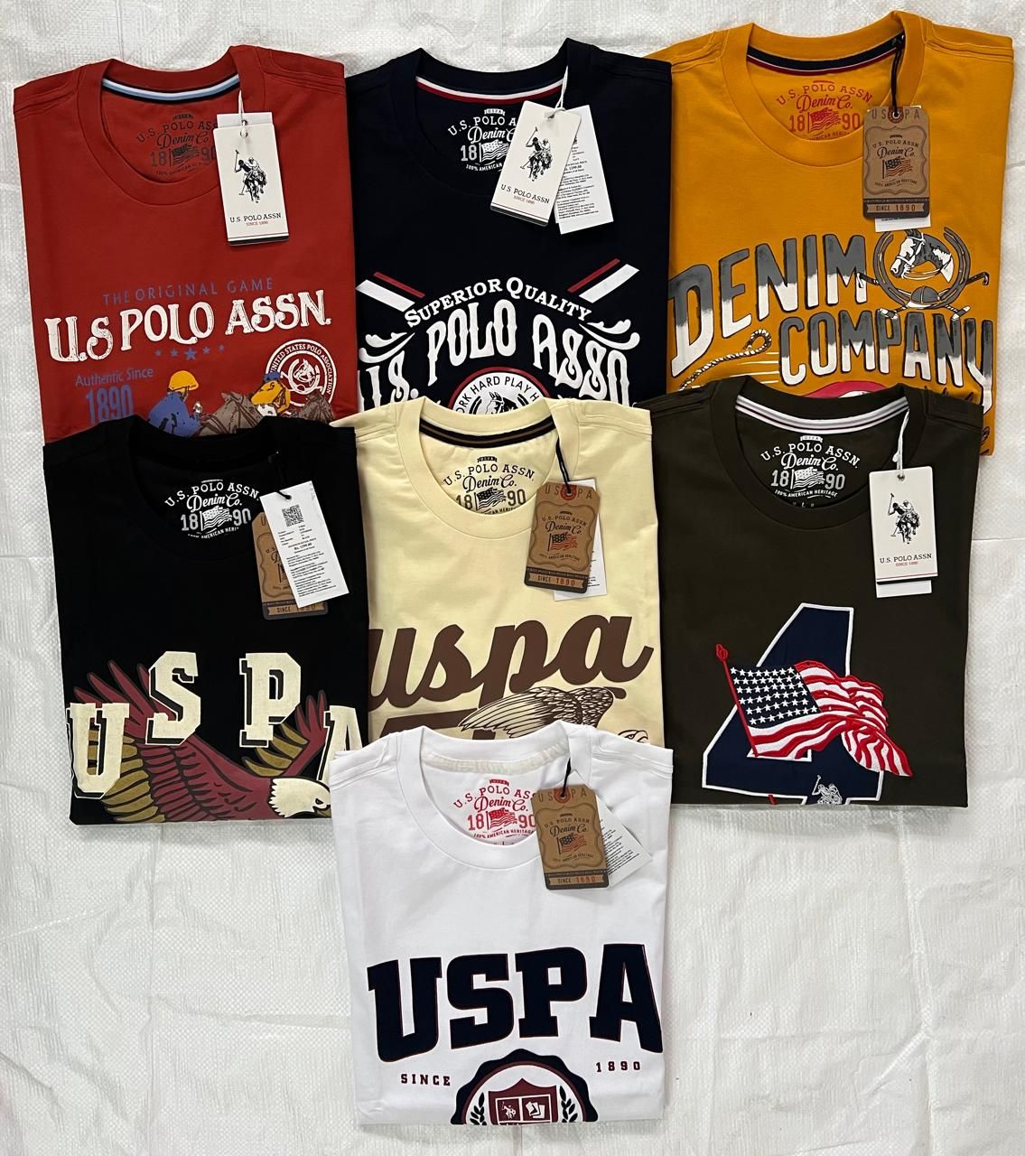 Us Polo Assn. Premium Quality Cotton Round Neck Half Sleeve Men's T-Shirt - 60 Pc