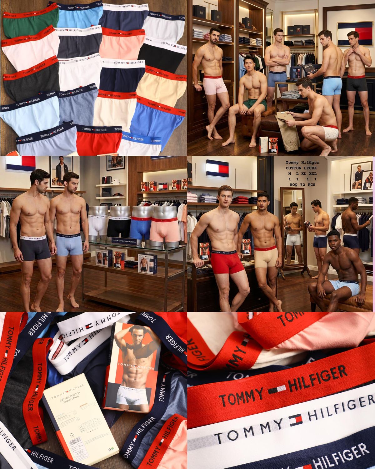 Tommy Hilfiger Premium Quality Cotton Lycra Men's Trunks - 72 Pc