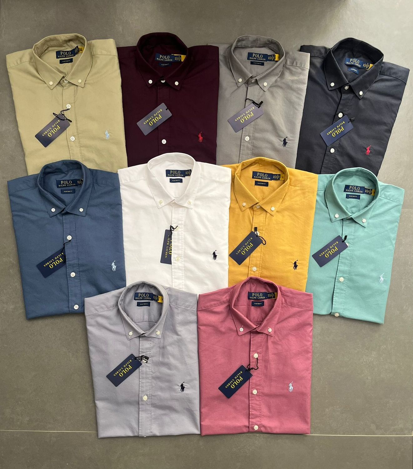 Ralph Lauren Premium Quality Cotton  Oxford Plain Collar Neck Full Sleeve Men's Shirts - 46 Pc