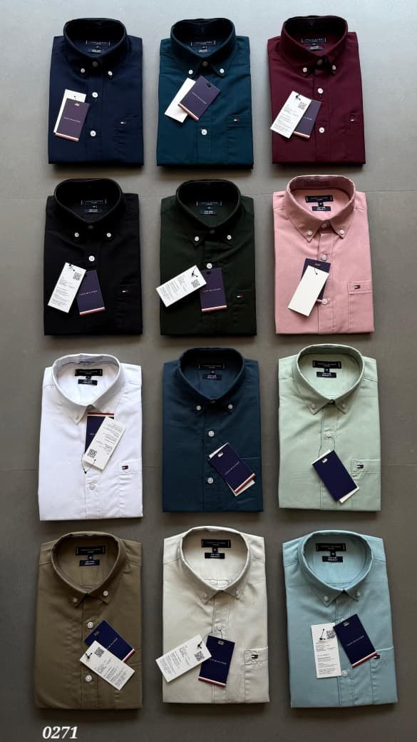 Tommy Hilfiger Premium Quality Oxford Poly Cotton Collar Neck Full Sleeve Men's Shirt - 51 Pc