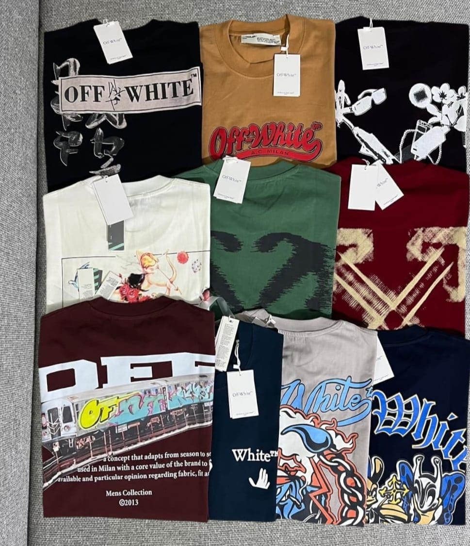 Off White Premium Quality Oversized Drop-shoulder Crew Neck Half Sleeve