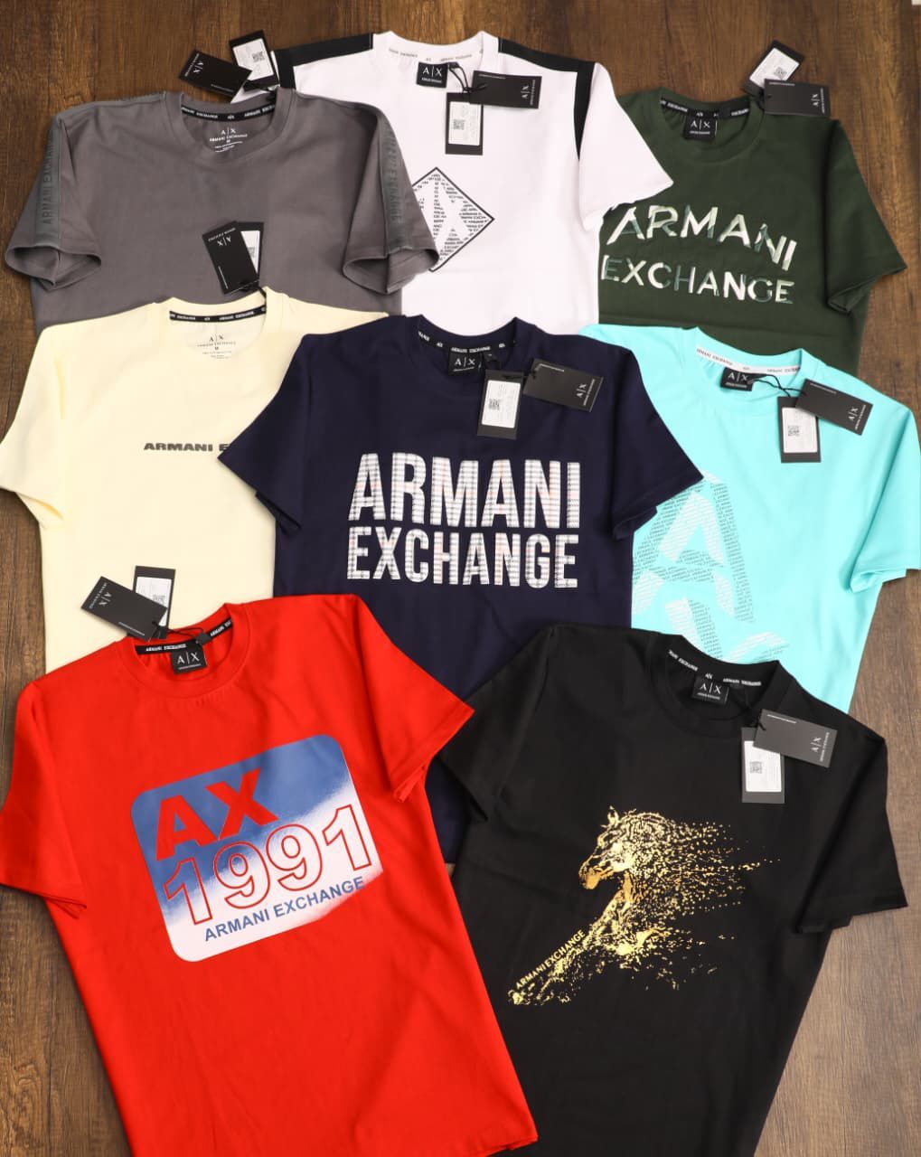 Armani Exchange ( Big Size ) Premium Quality Cotton Collar Neck Half Sleeve Men's T-Shirt - 52 Pc