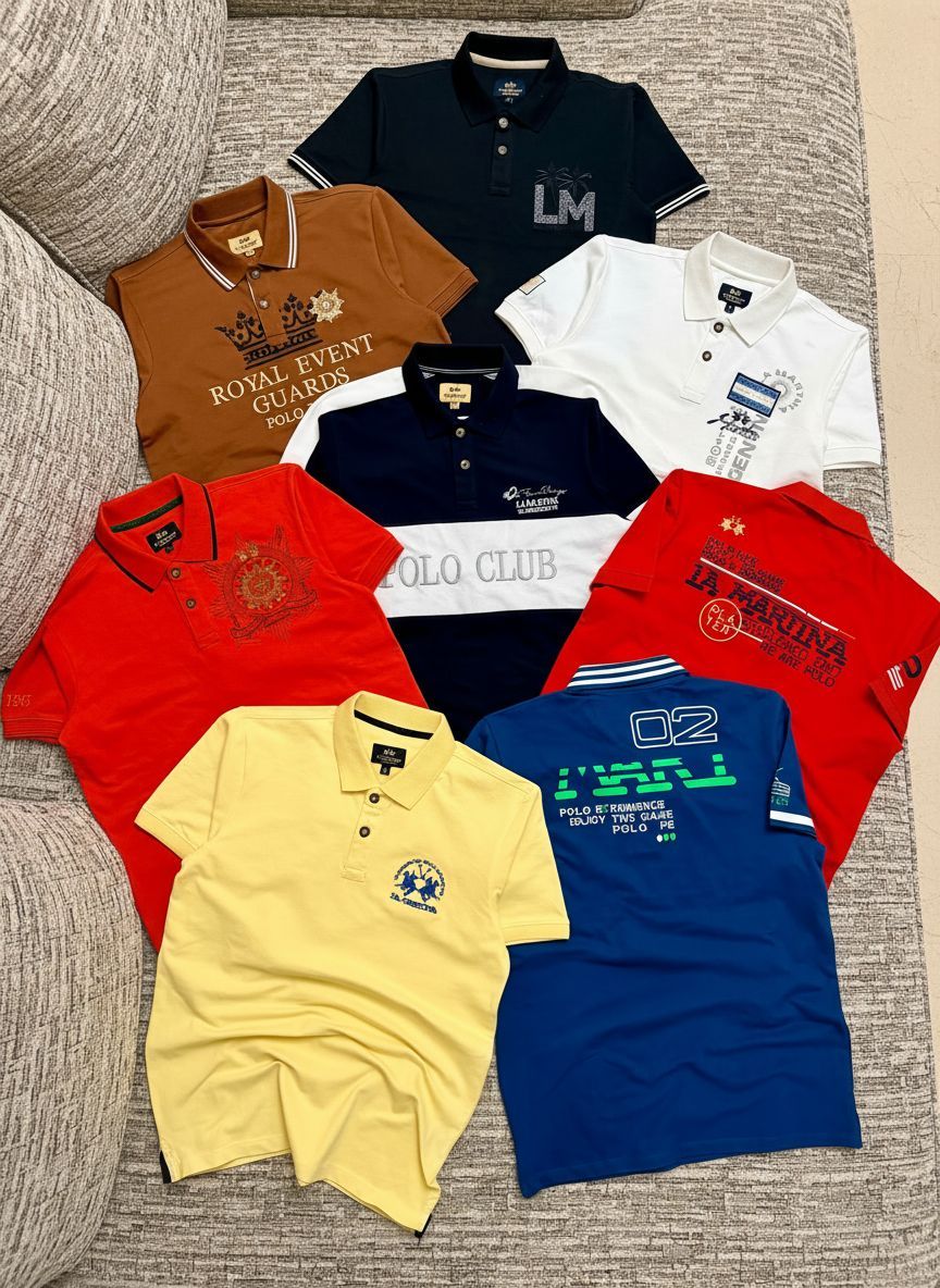 La Martina Premium Quality Lycra Collar Neck Half Sleeve Men's T-shirt - 72 Pc