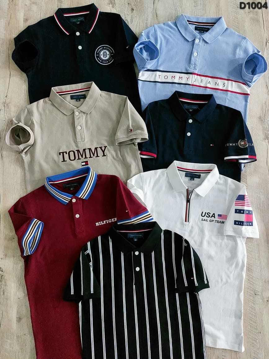 Tommy Premium Quality Cotton Collar Neck Half Sleeve Men's T-shirt - 45 Pc