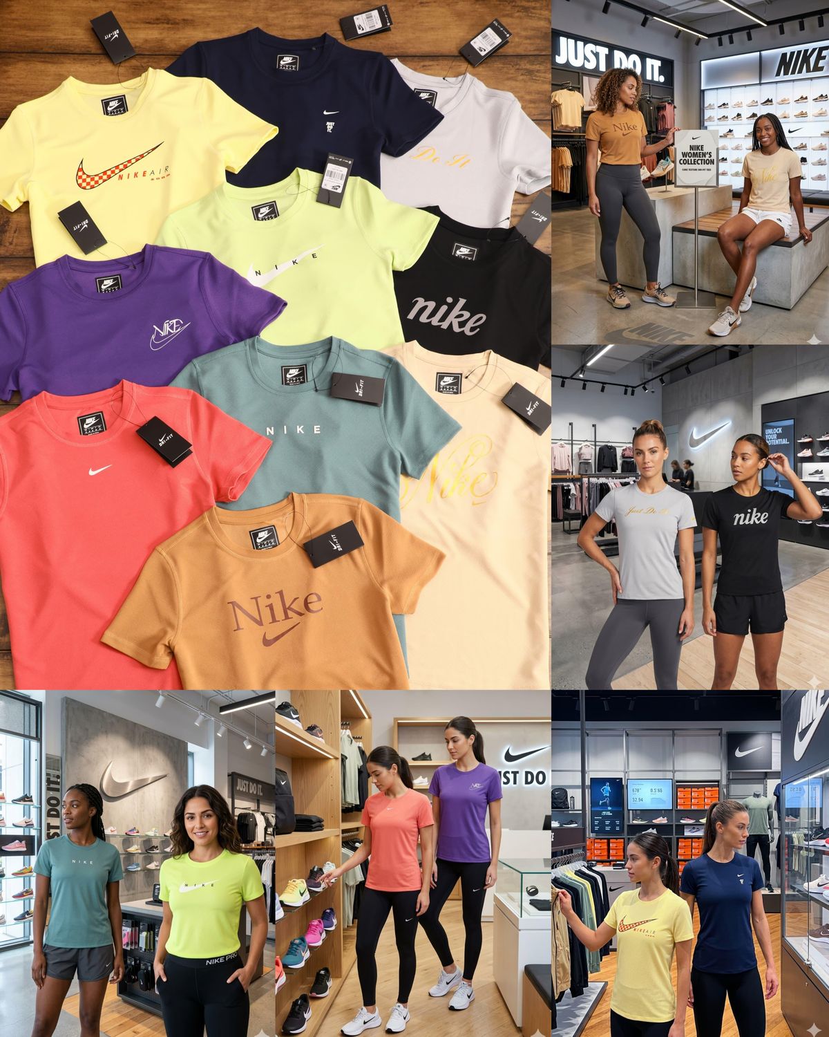 Nike Premium Quality Active Wear Fourway Lycra Round Neck Half Sleeve Women's T-Shirt - 43 Pc