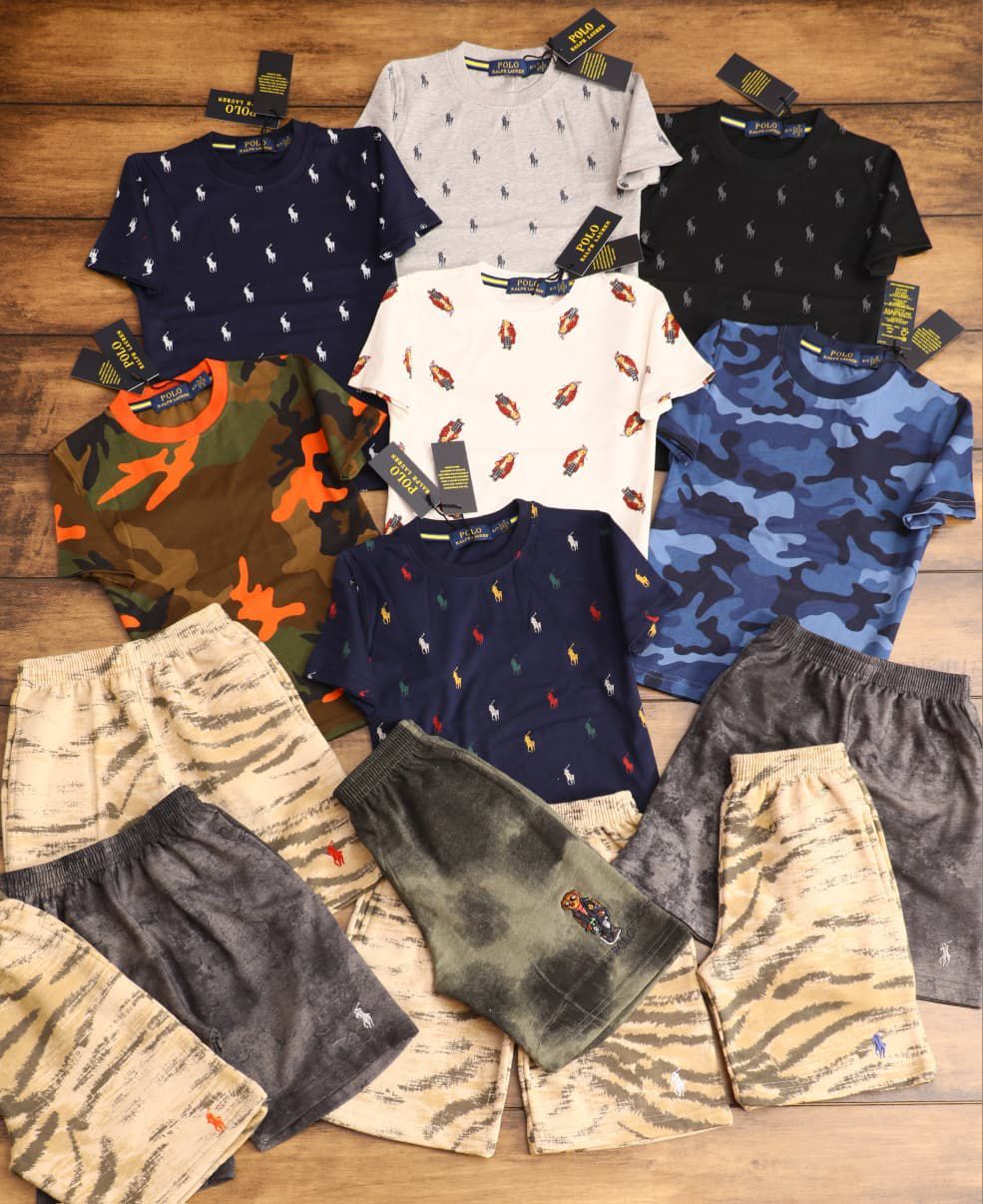 Ralph Lauren Premium Quality Cotton Round Neck t-shirt &amp; Shorts Kid's Top &amp; Bottom - 52 Pc
