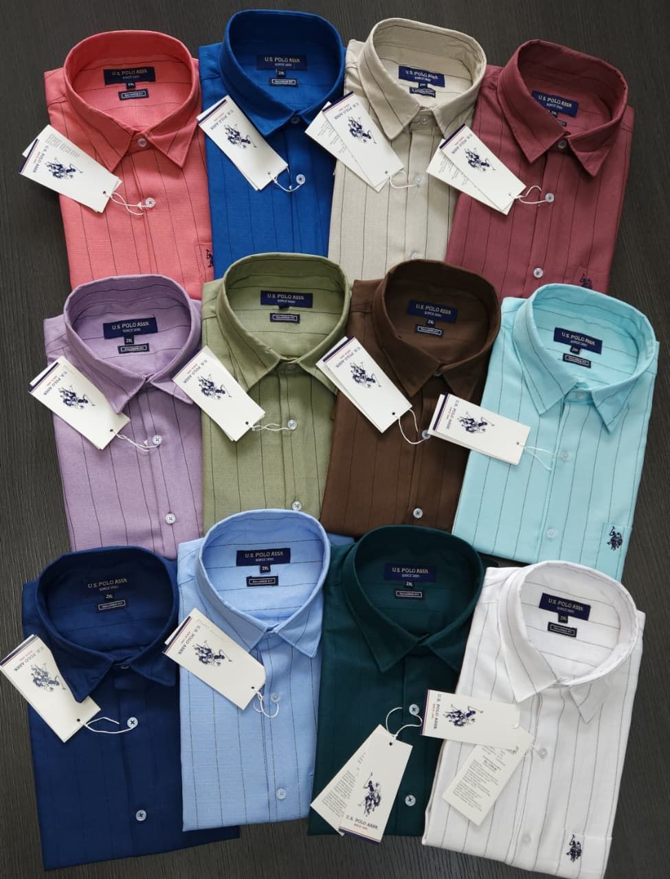 Us Polo ( Big Size ) Premium Quality Korean Lenin Collar Neck Full Sleeve Men's Shirt - 52 Pc