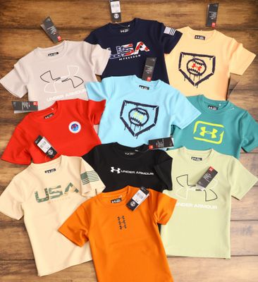 Underarmour ( Unisex ) Premium Quality Lycra Round Neck Half Sleeve Kids T-shirt - 64 Pc